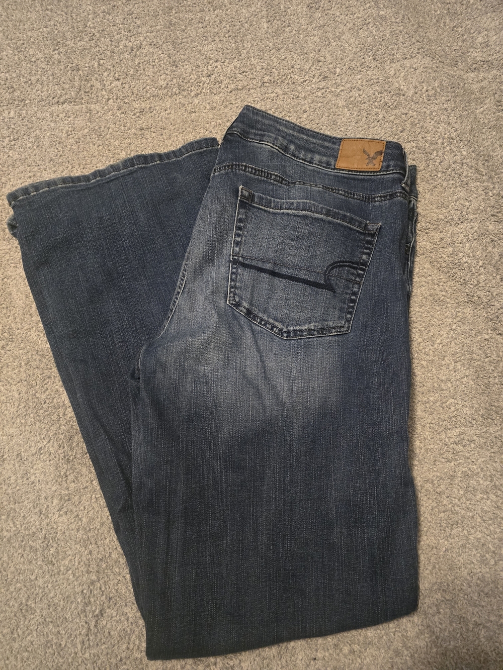 AE Favorite Boyfriend Dark Blue Flare Leg Jeans - Picture 3 of 3